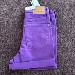 Judy Blue Women's Vibrant Purple Jeans Shorts